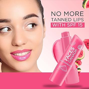 FACES CANADA Color Lip Balm Watermelon 02 45g Pink Tint 12HR Moisture SPF 15 Shea Butter Vitamin C E Enriched Hydrating Nourishing For Dry Chapped Lips Softens Lips - Image 3