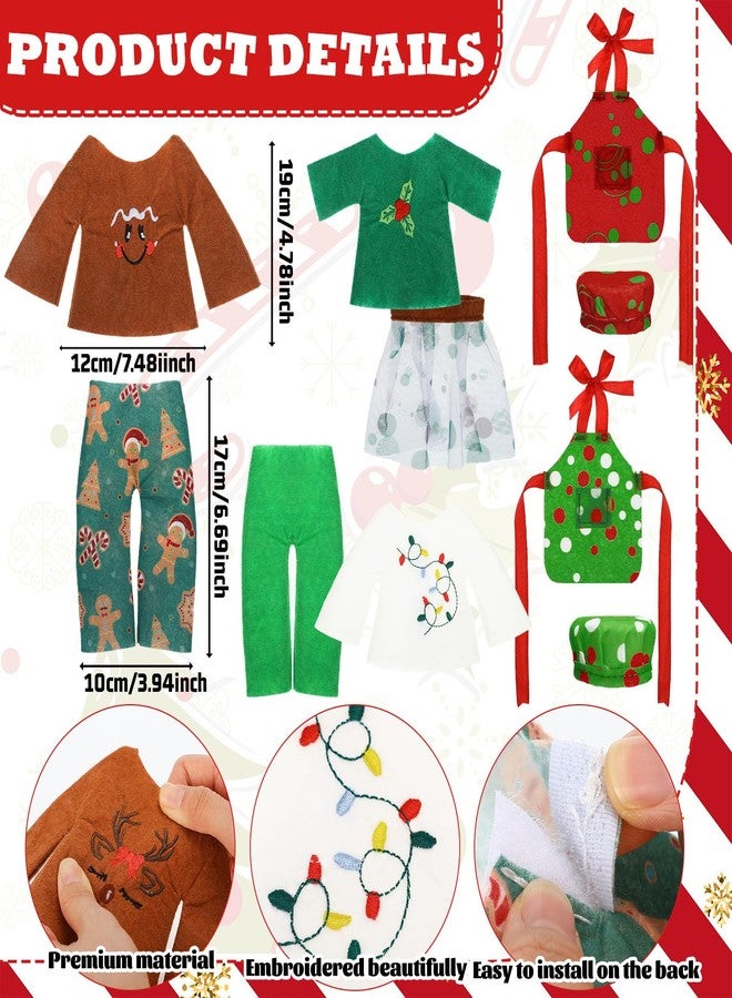 Poen 16 Pcs Christmas Elf Clothes Accessories Set Christmas Clothes Elf DIY Gift Include Xmas Skirt Vest Apron Hats Elk Gingerbread Clothing Holiday Outfits for Xmas Gift Decorations - Image 2