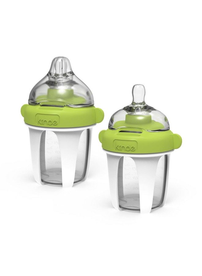 Kiinde Active Latch Silicone Baby Bottle Anti Colic Leak Proof Easy To Clean Includes 2 Medium Flow Active Latch Nipples With Covers 4 Ounce 2 Count Green - Image 2