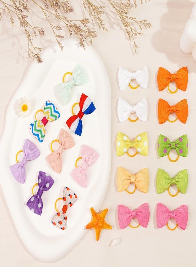 Yxiang 100PCS Cute Pet Grooming Accessories - Colored Polka Dot Hair Bows with Rubber Bands for Small Dogs and Puppies like Yorkies - 50 Pairs - Image 3
