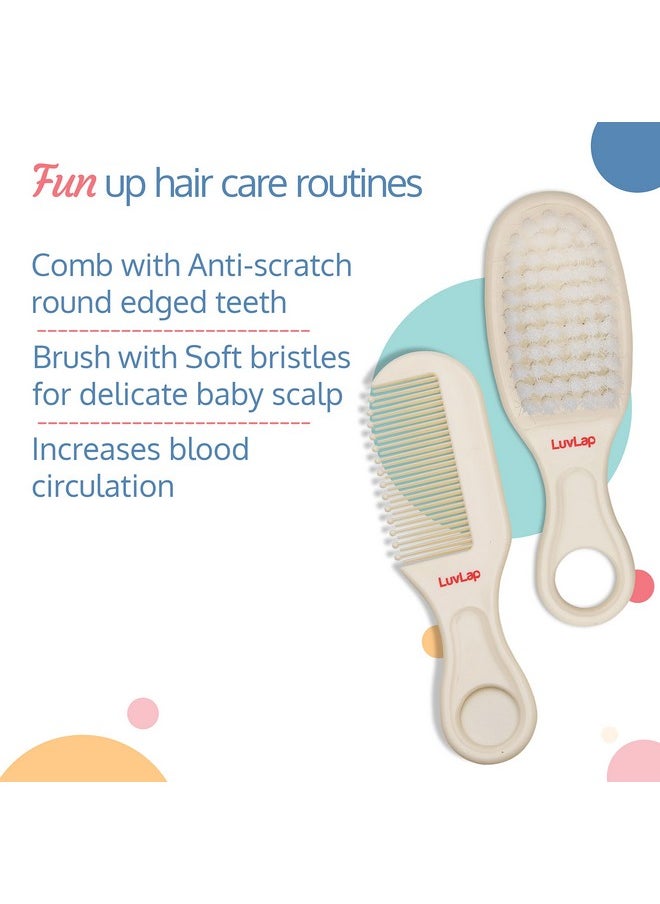 Luvlap - 7In1 Baby Grooming Kit,Portable Baby Grooming Kit For New Born Baby,Finger Brush,Hair Brush,Comb,Baby Nail Scissor,Baby Nail Cutter,Tweezer,Nail Filer,Newborn,Infants,Toddlers (White), 1 Count - Image 1