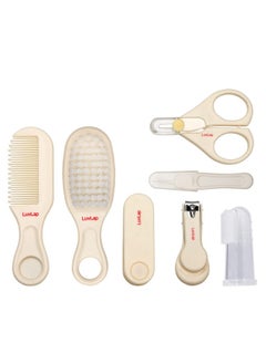 7In1 Baby Grooming Kit,Portable Baby Grooming Kit For New Born Baby,Finger Brush,Hair Brush,Comb,Baby Nail Scissor,Baby Nail Cutter,Tweezer,Nail Filer,Newborn,Infants,Toddlers (White), 1 Count