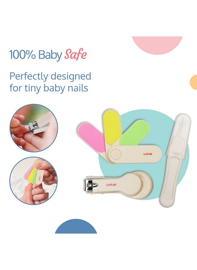 Luvlap - 7In1 Baby Grooming Kit,Portable Baby Grooming Kit For New Born Baby,Finger Brush,Hair Brush,Comb,Baby Nail Scissor,Baby Nail Cutter,Tweezer,Nail Filer,Newborn,Infants,Toddlers (White), 1 Count - Image 1