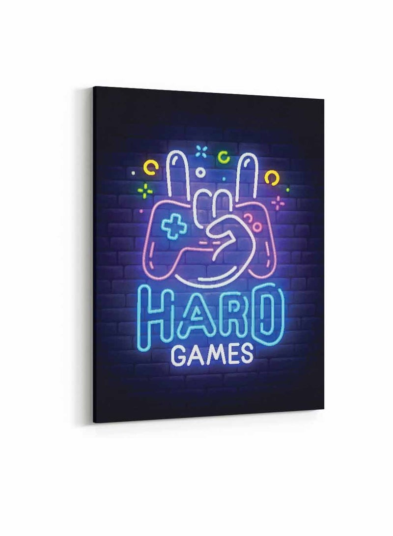 LOWHA Framed Canvas Wall Art Stretched Over Wooden Frame, Hard Games Gaming Painting, For Home, Living Room, Office Decor - Image 4