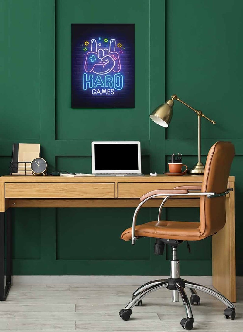 LOWHA Framed Canvas Wall Art Stretched Over Wooden Frame, Hard Games Gaming Painting, For Home, Living Room, Office Decor - Image 3