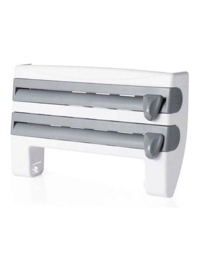 Mulifunction Kitchen Cling Film Sauce Bottle Storage Rack Wall Roll Paper Hanging Towel Holder Rack Paper Aluminium Foil Hook White-Grey - Image 1