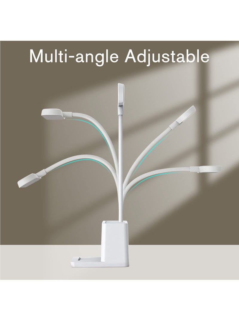 DIDA Desk Lamp, LED Table Light for Home Office Lighting, 3 Modes Study Lamp, Dimmable Office Light, Small Desk Lamp with Rechargeable USB Charging Port and Pen Holder, White - Image 4