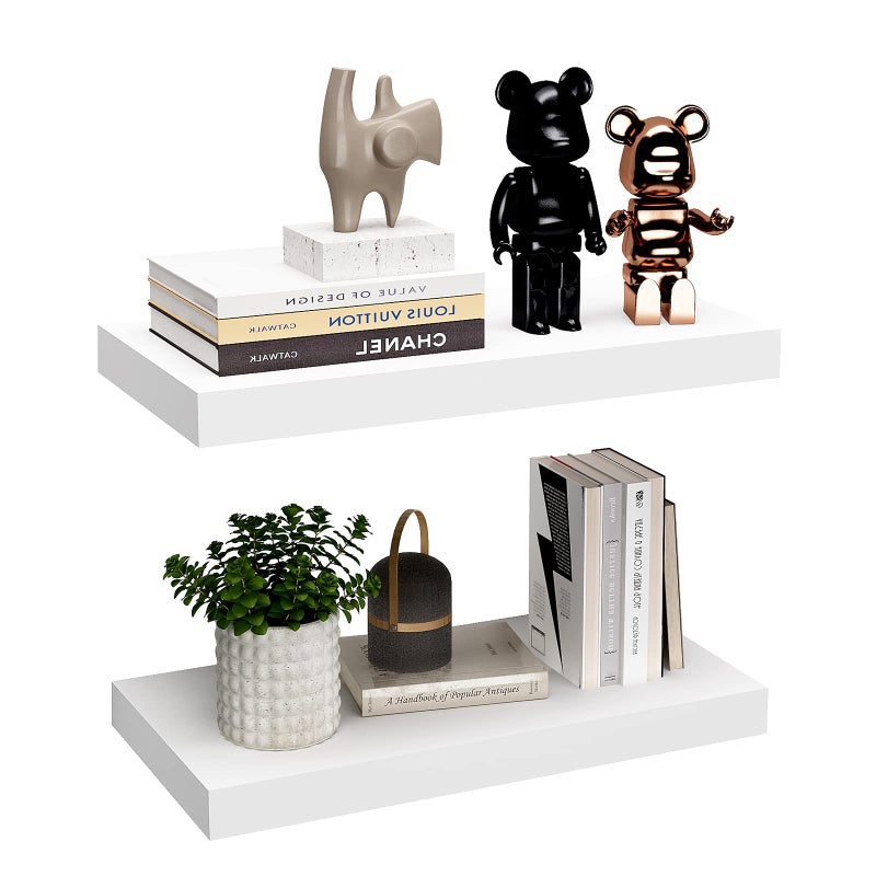 WELLAND 12 Deep White Floating Shelves 2 Pack Wall Shelf Display Floating Shelf 2362 L x 1181 D x 2 T Deeper Than Others White