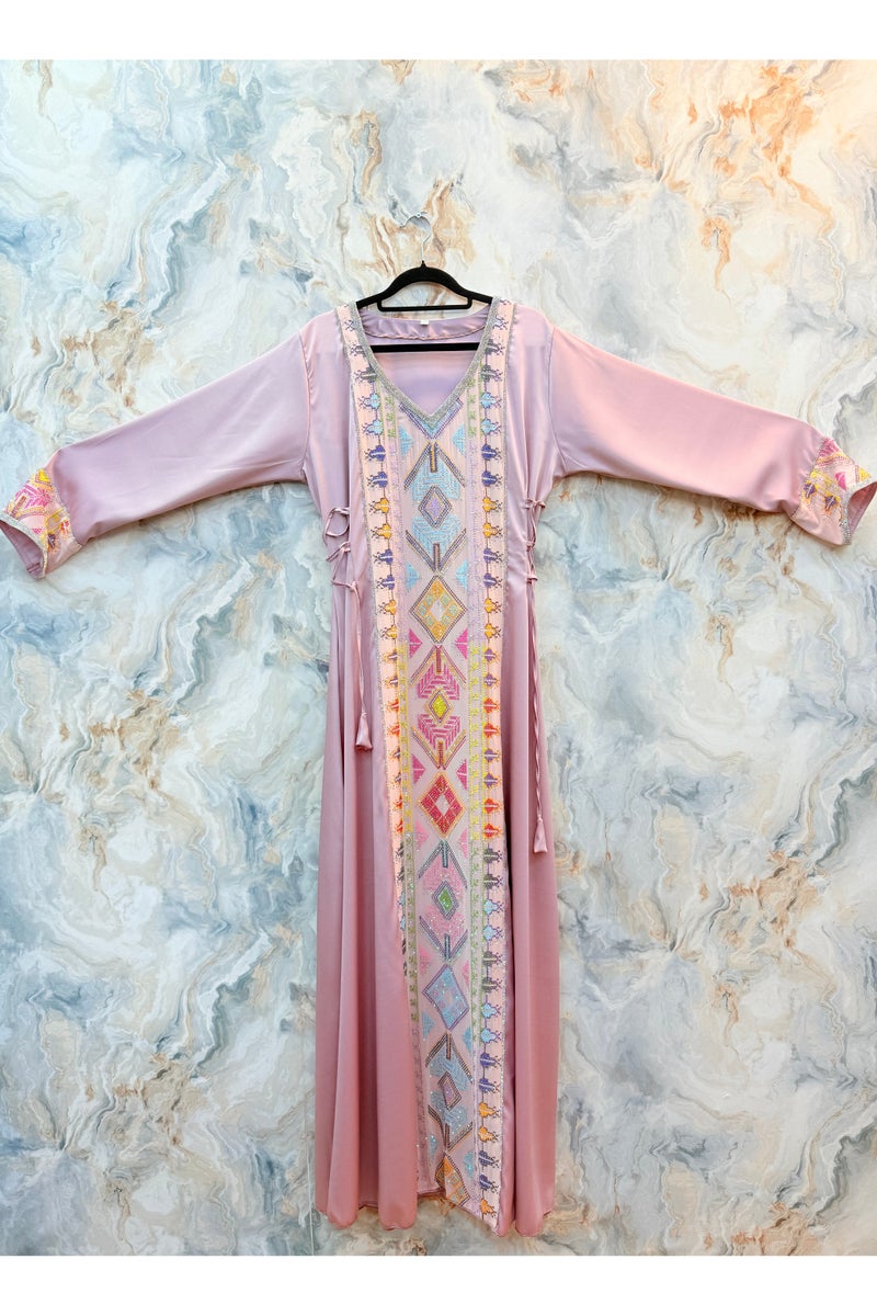 Moroccan jellabiya summer, elegant home or occasional wear beautiful embroidery and beads beads - Image 2