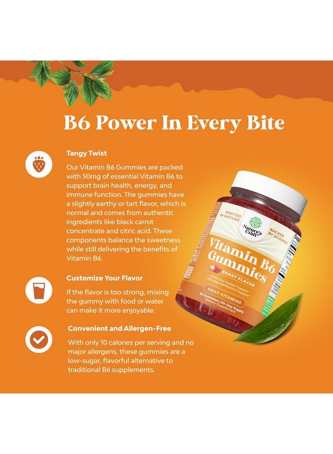 Natures Craft Potent Vitamin B6 Gummies for Adults - Vitamin B6 50mg Per Serving Gummy Vitamins for Women and Men for Immune Nerve and Mood Support - Vegan Kosher B6 Vitamins Gummies for Women and Men - 60 count - Image 3
