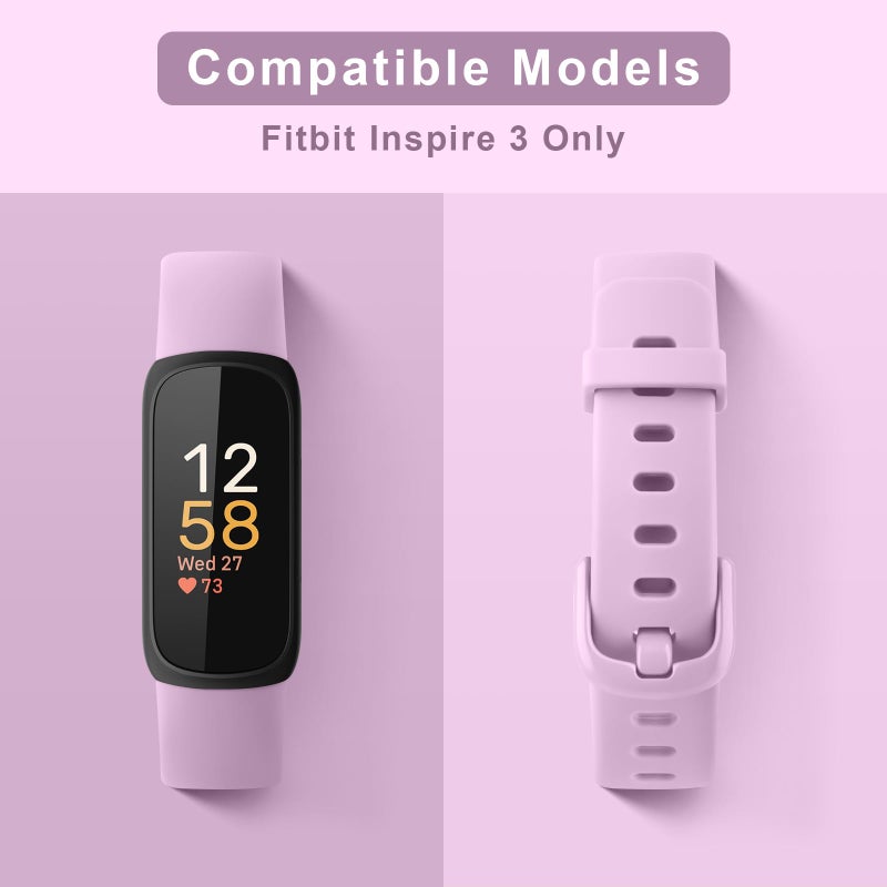 Meliya for Fitbit Inspire 3 Bands Women Men, Soft Silicone Adjustable Wristband Replacement Sport Straps Compatible with Fitbit Inspire 3 Fitness Tracker (Light Purple) - Image 2