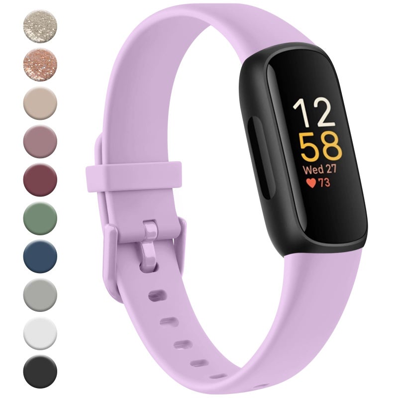 Meliya for Fitbit Inspire 3 Bands Women Men, Soft Silicone Adjustable Wristband Replacement Sport Straps Compatible with Fitbit Inspire 3 Fitness Tracker (Light Purple) - Image 1