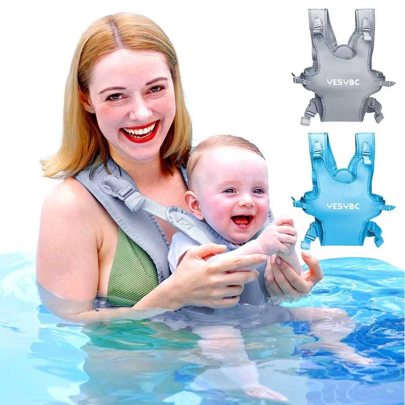 YESYBC Baby Carrier, Dual-Use Adjustable Baby Sling Support Infant Chest Holder with Drawstring Backpack for Newborn to Toddler 13-33 lbs Swimming Pool Beach Land (Grey) - Image 1