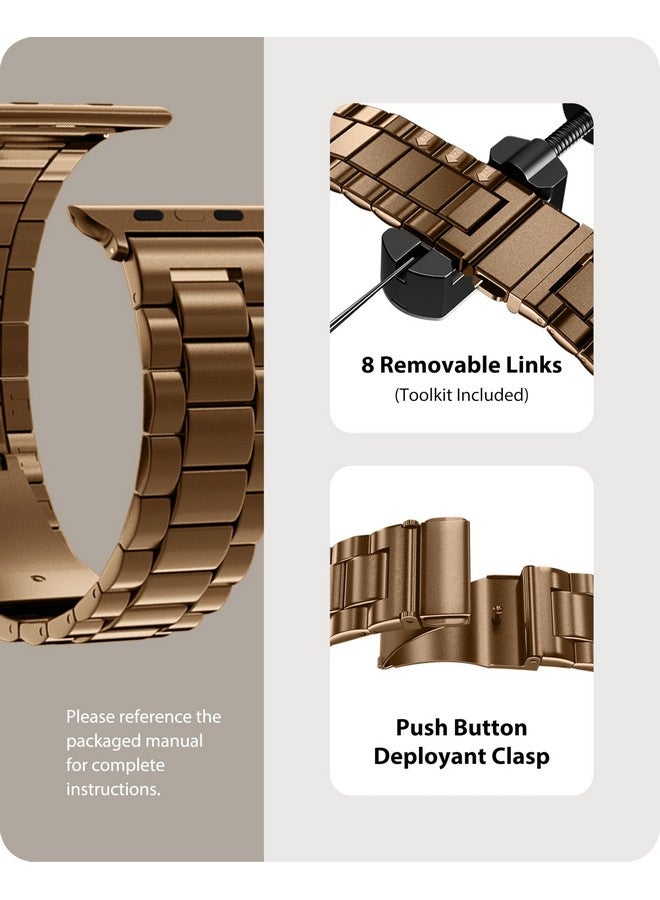 Fullmosa Fullmosa Compatible Apple Watch Band 42mm 44mm 45mm, Stainless Steel iWatch Strap with Case for Apple Watch Series 9/8/7/6/5/4/3/2/1/SE/SE2/Ultra, Coffee - Image 4