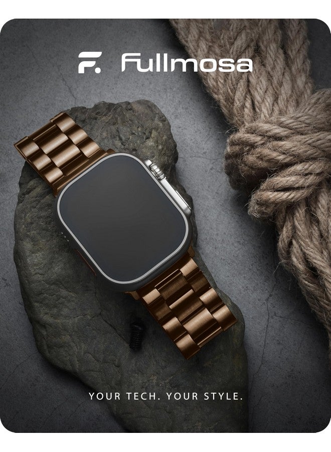 Fullmosa Fullmosa Compatible Apple Watch Band 42mm 44mm 45mm, Stainless Steel iWatch Strap with Case for Apple Watch Series 9/8/7/6/5/4/3/2/1/SE/SE2/Ultra, Coffee - Image 2