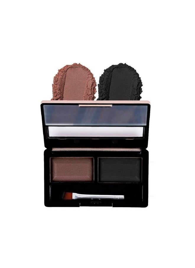 matt look Mattlook Perfect Brow Duoshade Eyebrow Powder Eyebrow Palette With Smudger Brush Eye Makeup Groomed Finish And Ultimate Precision With Duo Compact Formula Black & Dark Brown Palette (8Gm)  - Image 2