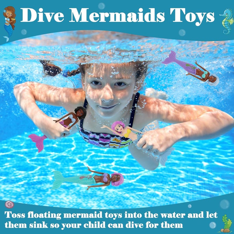 HEYTIMI 10 Pack Colorful Mermaid Diving Toys Underwater Sinking Pool Toys for Toddlers Kids Girls Ages 3-12, Summer and Spring Fun Bath & Swimming Pool Games, Non-Repeating Styles (Mixedcolor) - Image 3