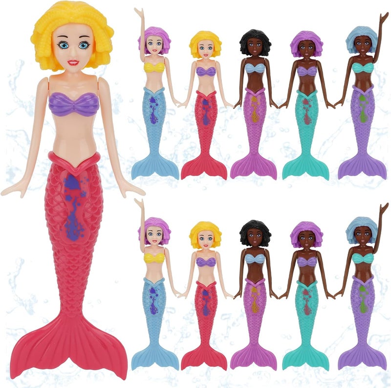 HEYTIMI 10 Pack Colorful Mermaid Diving Toys Underwater Sinking Pool Toys for Toddlers Kids Girls Ages 3-12, Summer and Spring Fun Bath & Swimming Pool Games, Non-Repeating Styles (Mixedcolor) - Image 1
