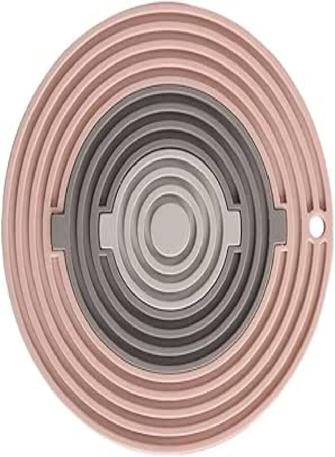 MYTHOS 3 in 1 Silicone Trivets Mats-Silicon Mat for Hot Pots and Pans,Multi-Use Carved Hot Pads and Mats,Flexible Modern Kitchen Table Mat,Heat Resistant Round Teapot Coaster (Pink, 1 Pack)