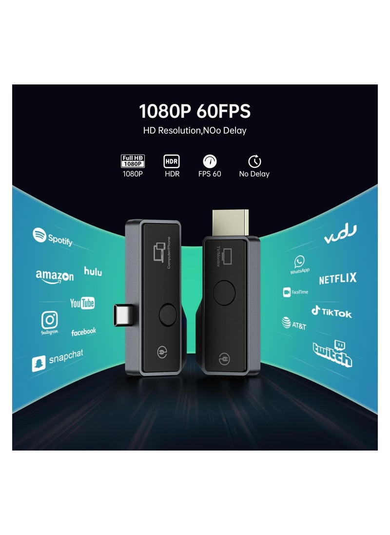 Generic - Wireless HDMI Transmitter and Receiver Kit, Type-C 3.1 Compatible (with DP Protocol) for Phones/Tablets/Laptops, Plug & Play, Portable Wireless HDMI Extender for Streaming to HDTV/Projector/Monitor. - Image 1