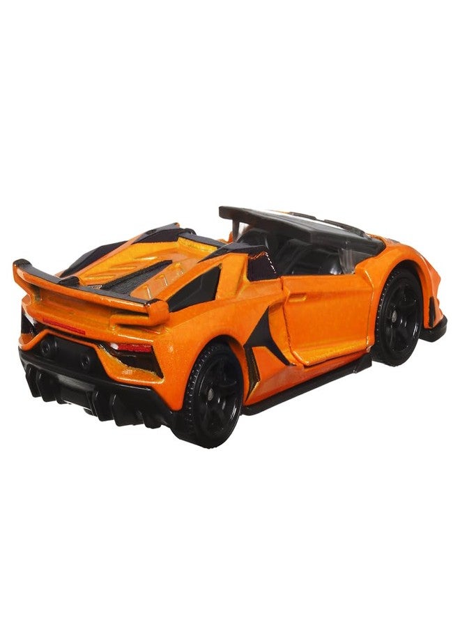 Matchbox Collectible Die-Cast Moving Parts Vehicle - Orange and Black Sports Car - 2019 Inspired by Lamborghini SVJ Roadster - Image 4