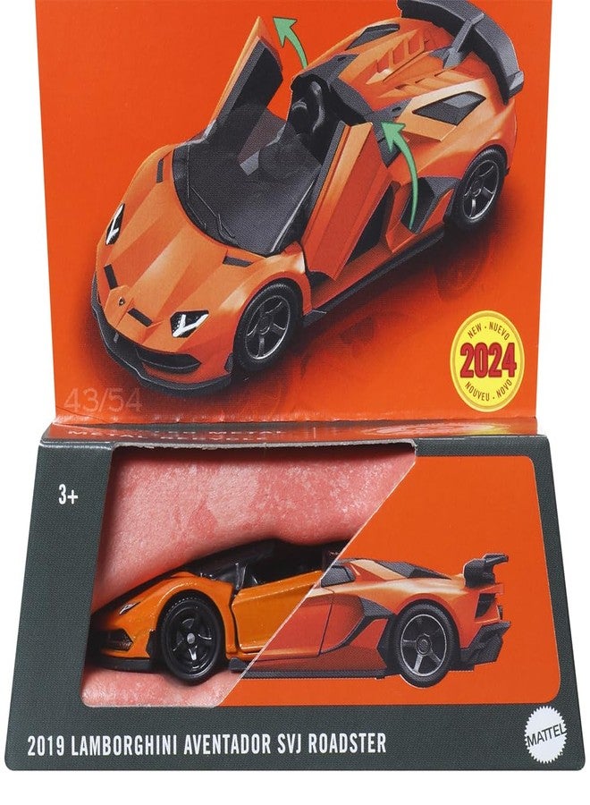 Matchbox Collectible Die-Cast Moving Parts Vehicle - Orange and Black Sports Car - 2019 Inspired by Lamborghini SVJ Roadster - Image 5