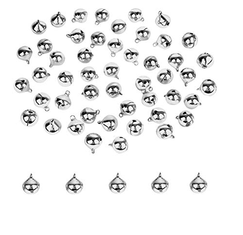 LASSUM LASSUM 200PCS 8mm Jingle Bells Small Bell Mini Bells for DIY Bracelet Anklets Necklace KnittingJewelry Making Silver 