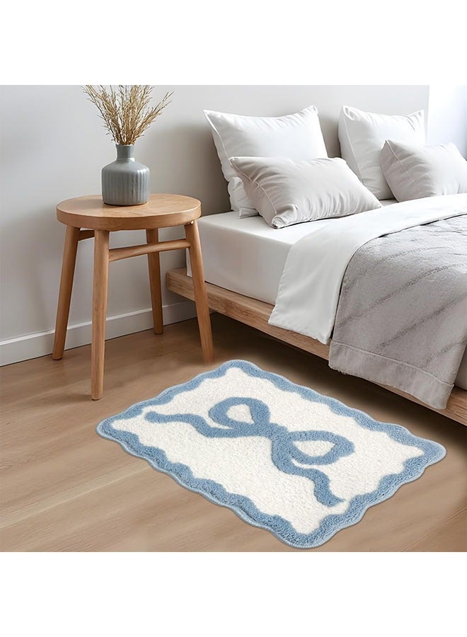 يلا جوي Scalloped قوس حمام حصيرة,غير انزلاق كوكيت قوس السجاد,البوليستر الجمالية Scallop السجاد Preppy غرفة ديكور ميكروفايبر امتصاص حمام السجاد للحمام حوض الاستحمام دش غرفة النوم (أزرق، 50X80cm) - Image 1