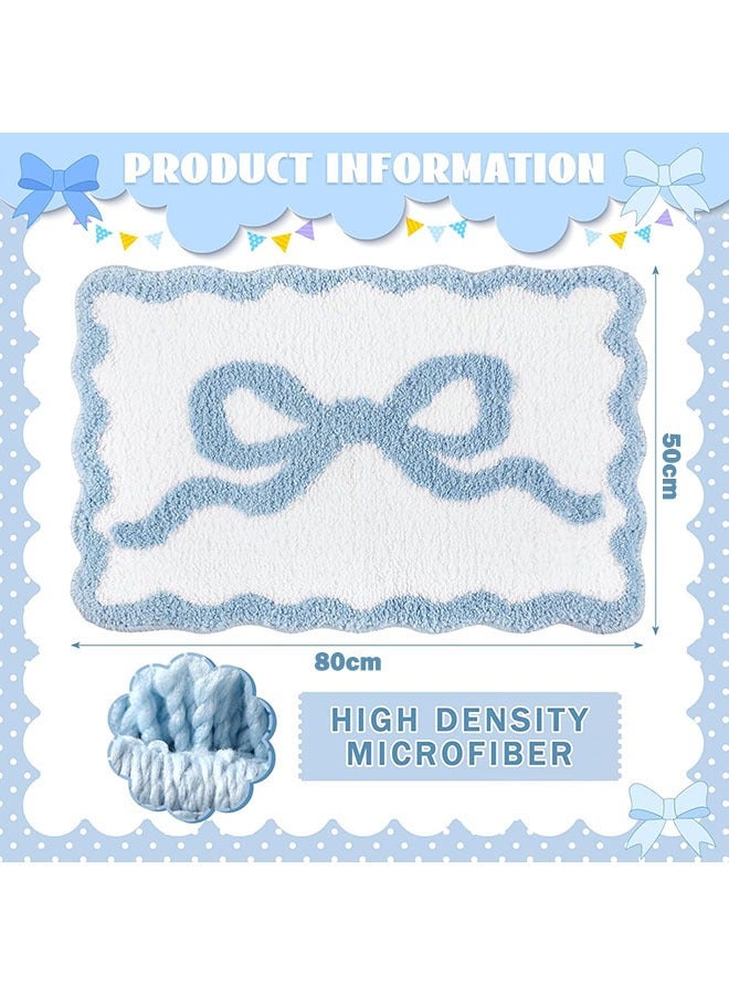يلا جوي Scalloped قوس حمام حصيرة,غير انزلاق كوكيت قوس السجاد,البوليستر الجمالية Scallop السجاد Preppy غرفة ديكور ميكروفايبر امتصاص حمام السجاد للحمام حوض الاستحمام دش غرفة النوم (أزرق، 50X80cm) - Image 2