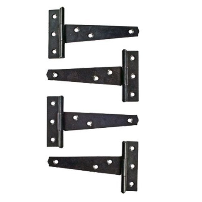 Adonai Hardware Makheloth Antique Iron Light Duty T-Hinge (4 Inch x 4pack, Black Powder Coated) - Image 1