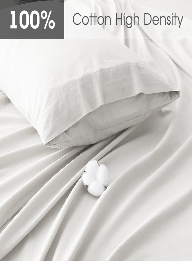 HYPREST 100% Cotton Full Sheets, 18"-24" Deep Pocket Full Sheet Set, White Soft Breathable Sheet Set - Image 2