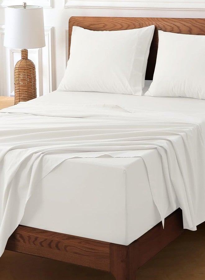 HYPREST 100% Cotton Full Sheets, 18"-24" Deep Pocket Full Sheet Set, White Soft Breathable Sheet Set - Image 5