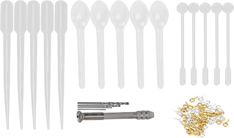 مجموعة صنع المجوهرات DIY من NEZHSHIUY مع مجموعة براغي العين، مثقاب يدوي، قطارة، قلادات فضية وذهبية - Image 1