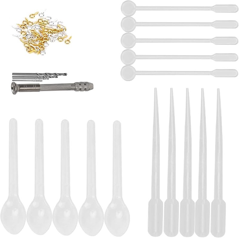 مجموعة صنع المجوهرات DIY من NEZHSHIUY مع مجموعة براغي العين، مثقاب يدوي، قطارة، قلادات فضية وذهبية - Image 3