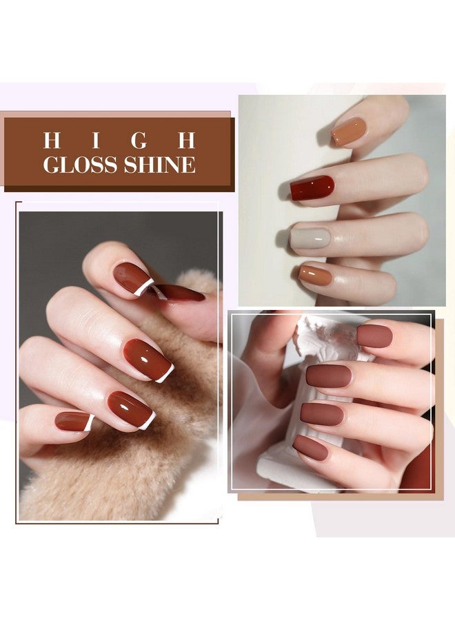CANNI 6Pcs 9ml Hema-Free Nude Brown Fall Gel Nail Polish Set- Dark Brown Fall Colors Gel Polish Kit DIY at Home Salon Christmas New Year's Gifts for Girls - Image 3
