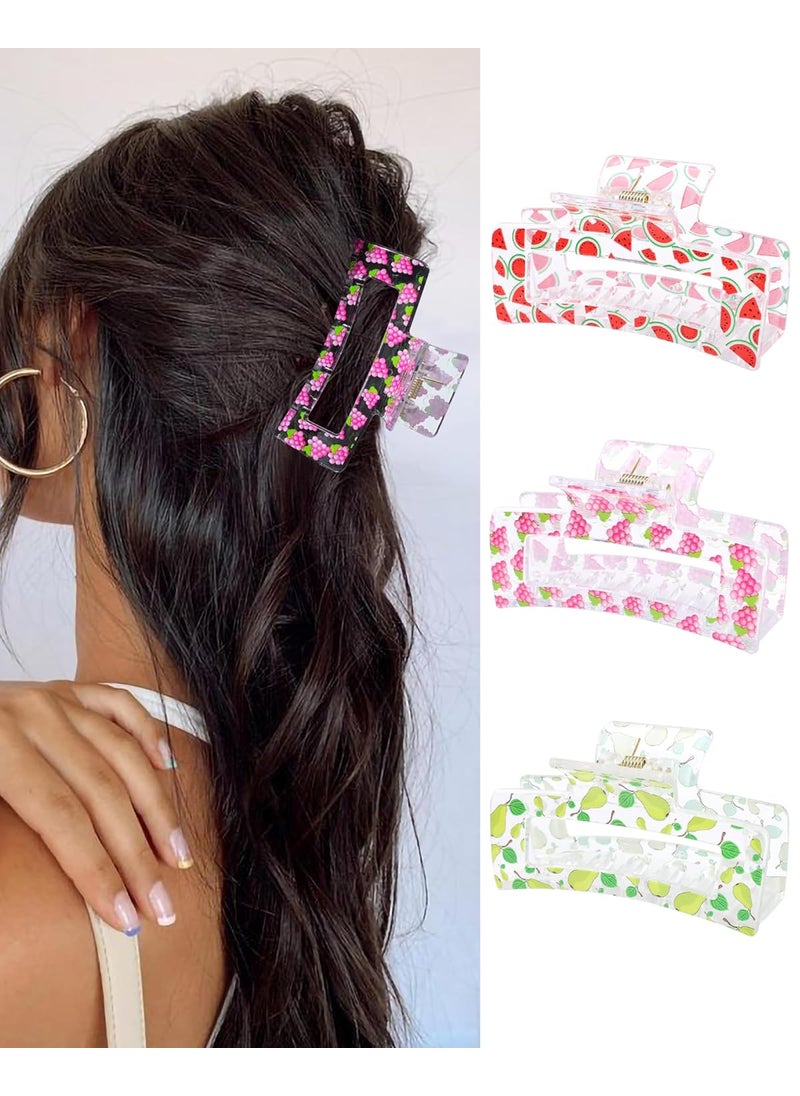 HAIMEIKANG HAIMEIKANG Cute Flower Hair Claw Clips  3 Pieces Summer Hair Clips for WomenNonSlip Strong Hold Claw Clips for ThickThin Hair WatermelonGrapePear 
