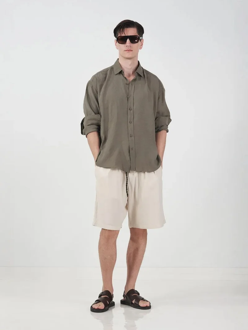 جيستو GIESTO Oversized Button-Down Long Sleeve Shirt
