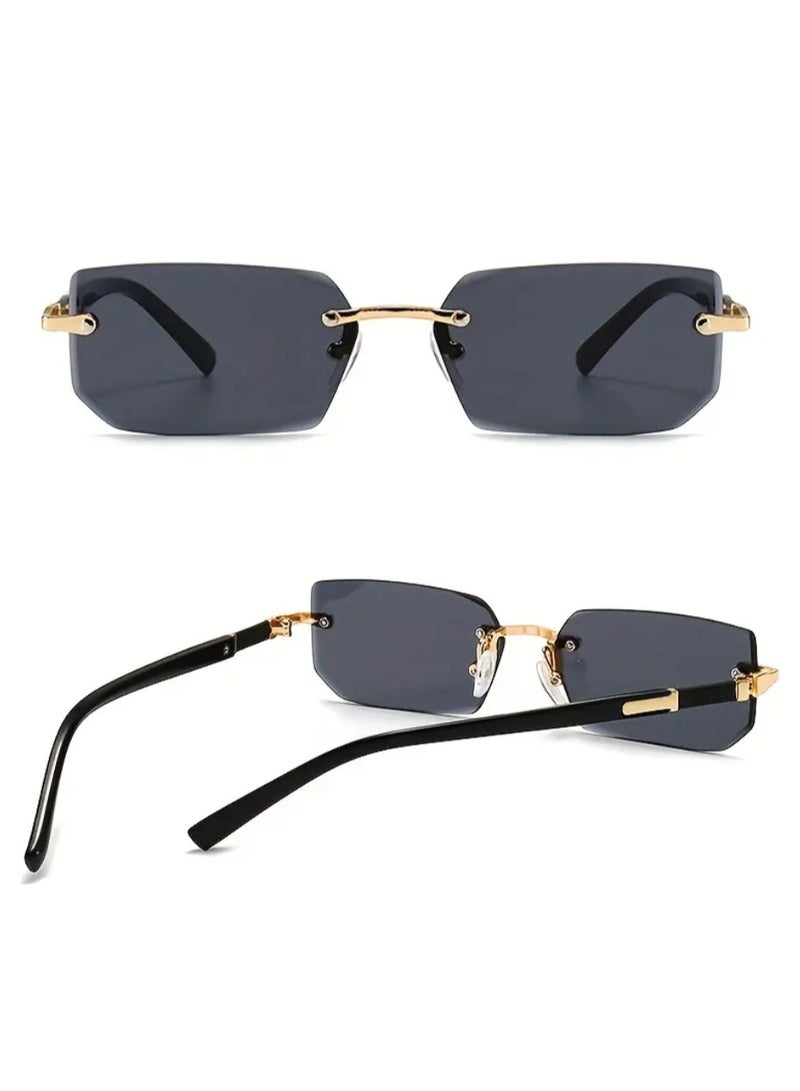 Men's Fashion Rimless Fashion Glasses, Trendy Rimless Classic Small Square Summer Traveling Fashion Glasses, Ideal choice for Gifts