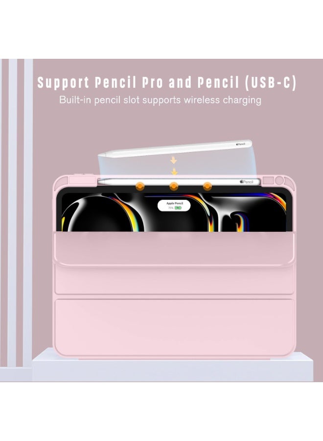 iPad Pro 13 Inch Case M4 (2024, 7th Gen) Smart Cover with Pencil Holder, Pink - Image 2