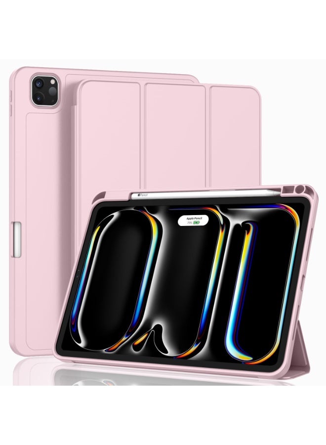 iPad Pro 13 Inch Case M4 (2024, 7th Gen) Smart Cover with Pencil Holder, Pink - Image 1