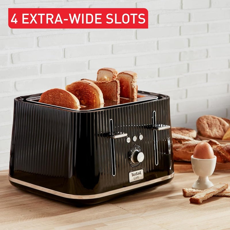 T-fal Tefal Loft Toaster, Modern Design, Easy To Use, Black Housing and Chromed accents, TT760840 - Image 4
