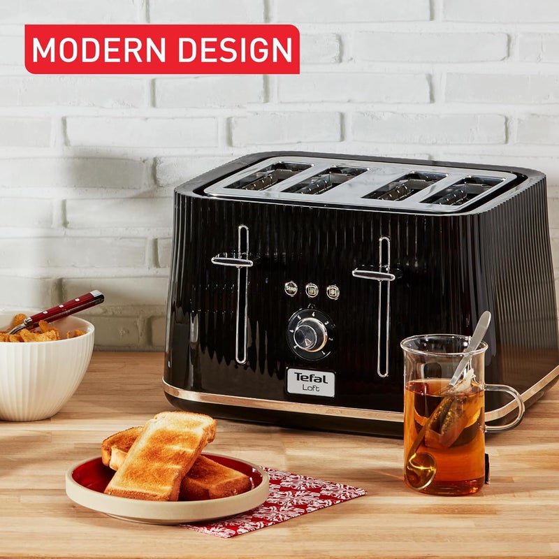 T-fal Tefal Loft Toaster, Modern Design, Easy To Use, Black Housing and Chromed accents, TT760840 - Image 2