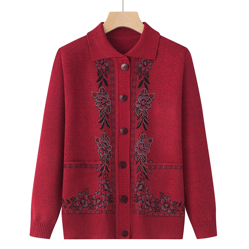 Middle-aged and elderly spring clothing thin cardigan grandmother spring and autumn mother sweater sweater coat old lady clothes Salty - Image 4