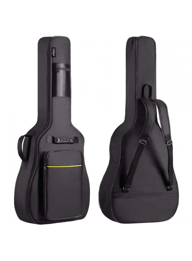CAHAYA 41 Inch Acoustic Guitar Bag 0.35 Inch Thick Padding Water Resistent Dual Adjustable Shoulder Strap Guitar Case Gig Bag with Back Hanger Loop, Black CY0152 - Image 2