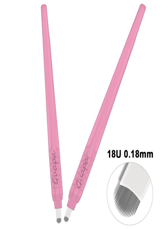 Guapa 5pcs Pink Disposable Permanent Makeup Microblading Pens with 0.18mm U18 Pins Embroidery Blades Eyebrow Hand Tools (5pcs - Image 3