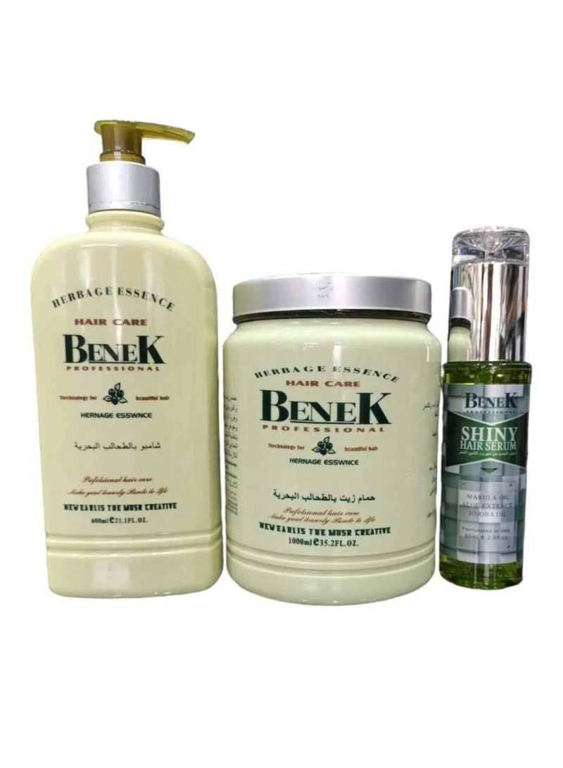 BENEK Seaweed Collection Shampoo 600ml, Mask 1000ml, and Serum 80ml