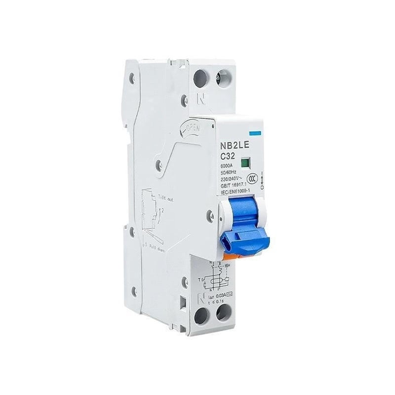 NB2LE RCBO 1P N 18mm Leakage Protection Switch 10A 30mA - Image 1