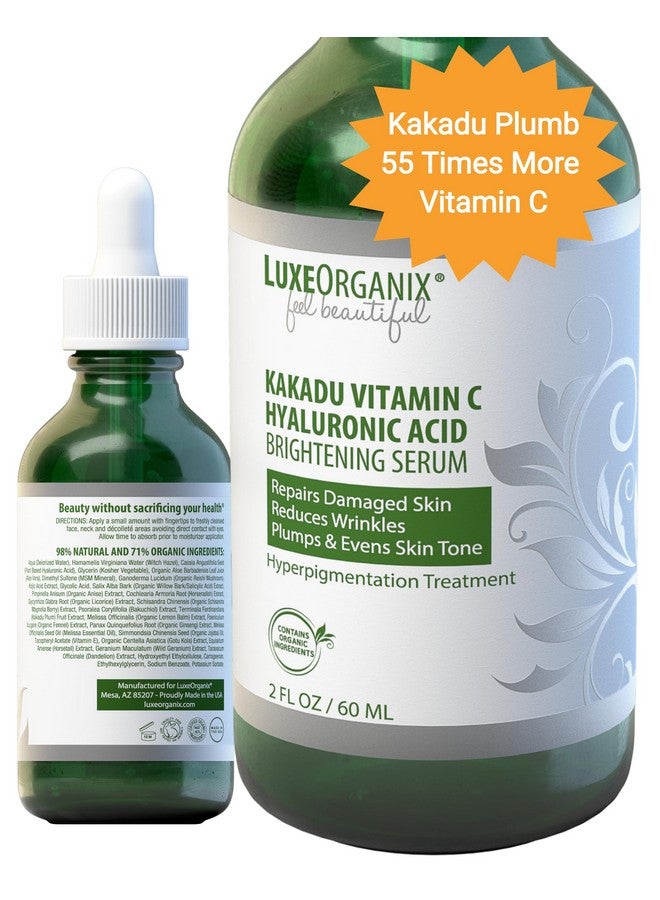 LuxeOrganix Vitamin C Serum For Face With Hyaluronic Acid Brightening Treatment & Dark Spot Remover For Face Reduces Blemishes & Wrinkles (2Oz)  - Image 1