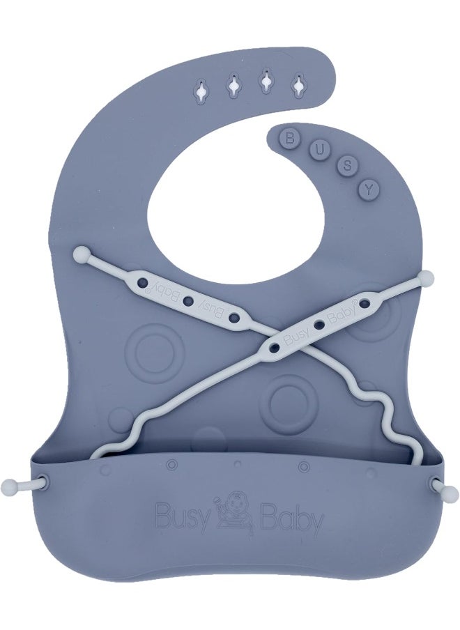 Busy Baby BUSY BABY - Silicone Baby Bib & Bungees, 1-Stop-Drop Travel Bib, 2-Silicone Bungees that Easily Attach to Bib & Keep Things Off the Floor  - Image 1