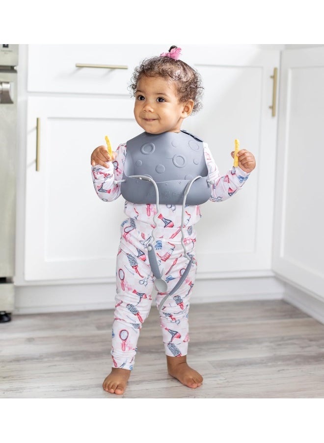 Busy Baby BUSY BABY - Silicone Baby Bib & Bungees, 1-Stop-Drop Travel Bib, 2-Silicone Bungees that Easily Attach to Bib & Keep Things Off the Floor  - Image 2